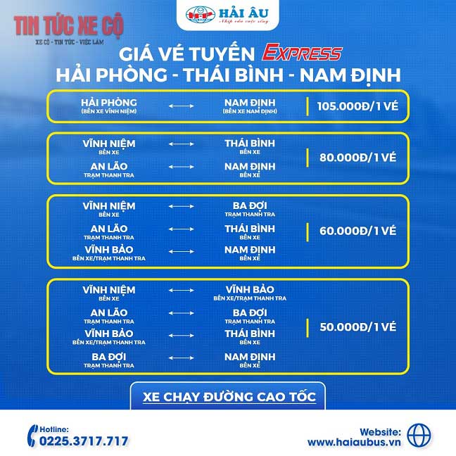 Nhà xe Hải Âu - Lịch Trình - Giá Vé Hôm Nay Lịch trình di chuyển và giá vé nhà xe Hải Âu