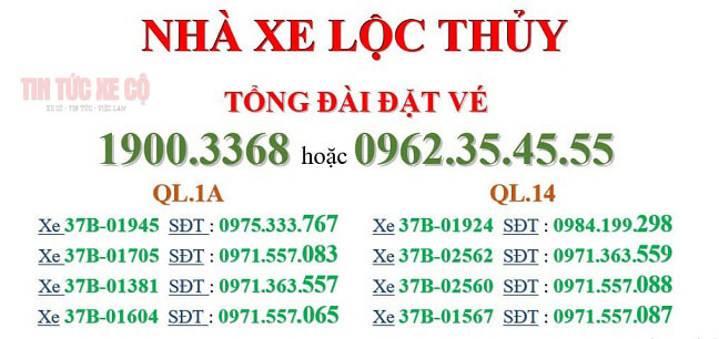 Nhà xe Lộc Thuỷ - Lịch Trình - Giá Vé Hôm Nay Lịch trình di chuyển của nhà xe Lộc Thuỷ