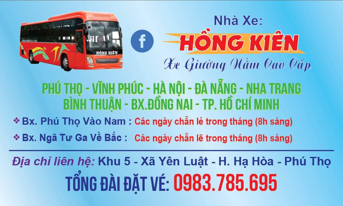 Nhà xe Hồng Kiên - Lịch Trình - Giá Vé Hôm Nay 2 Lịch trình nhà xe hồng kiên phú thọ