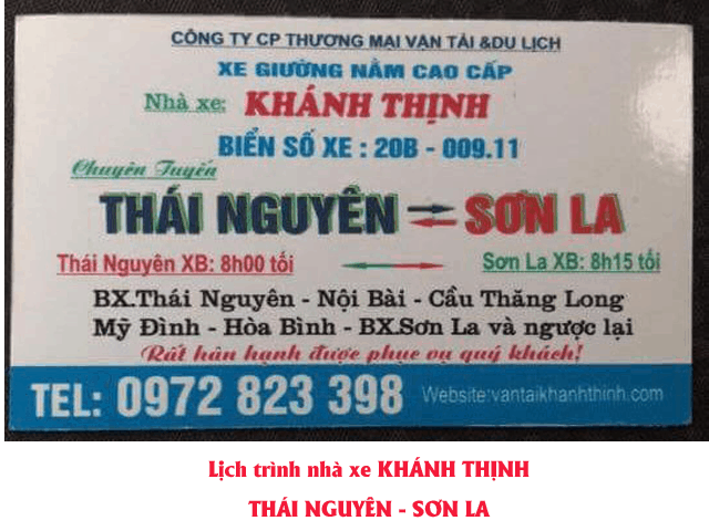 lich trinh nha xe khanh thinh thai nguyen son la